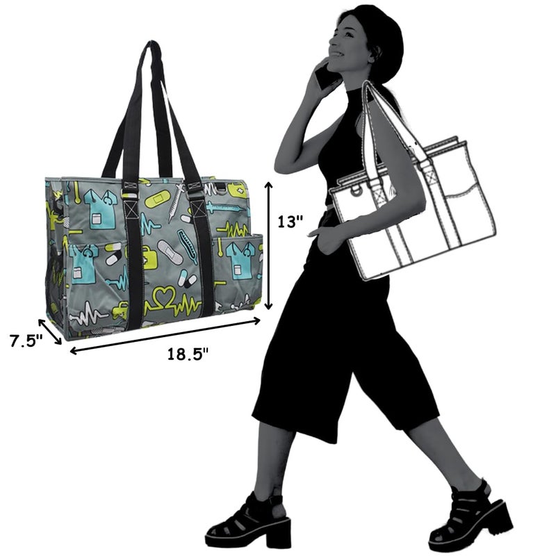 NGIL Zip-Top Tote Bag with Exterior Pockets for Working Women, Nurses, and Moms, Design in USA (Nurse Black) - Image 4